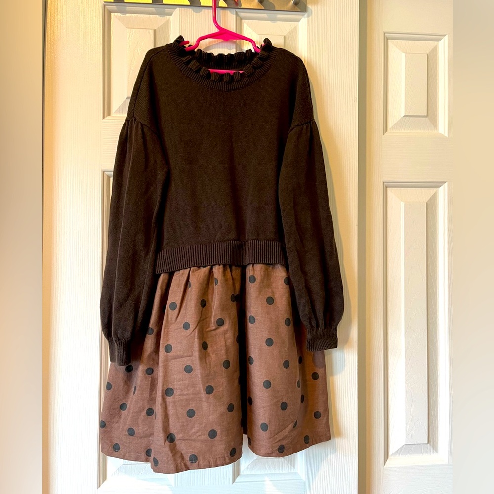 Gap size M (8/9) mixed media sweater dress in brown